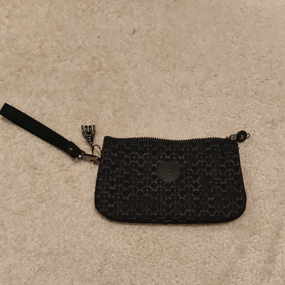 Kipling Elegant Black Patterned Wristlet, Detacha… - image 1